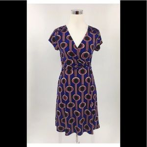 Banana Republic Blue and Pink Geometric Midi Dress